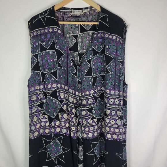 90s Vintage Stars Patterned Sleeveless Dress - Picture 8 of 14